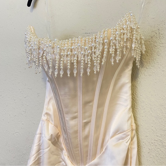 House of CB 'Nalita' Vintage Cream Embellished Strapless Midi Dress NWOT size S - Picture 5 of 10